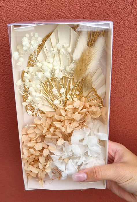 Dried Floral Arrangement - Natural White & Gold