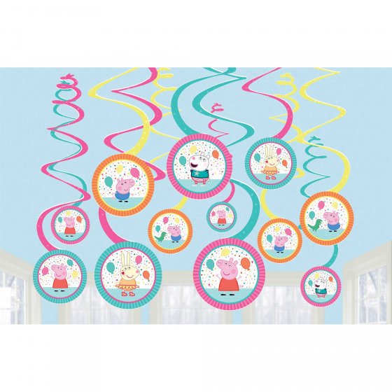 Peppa Pig Confetti Spiral Swirls Hanging Decorations