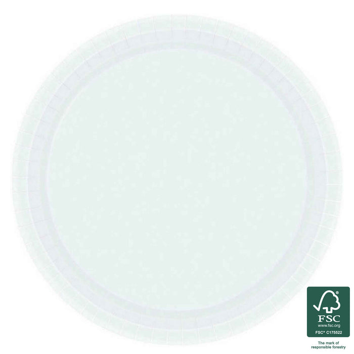 17cm Round Lunch Paper Plates - Frosty White 20pk
