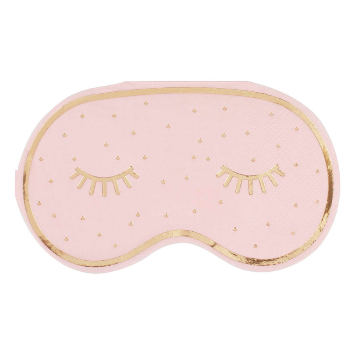 Pamper Party Gold Foiled And Pink Eye Mask Shaped Napkins
