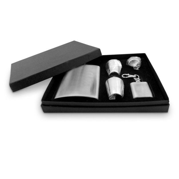 Hip Flask Set Plain - 5pc Set