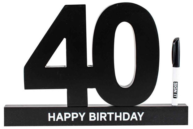 Black 40th Signature Block With Pen