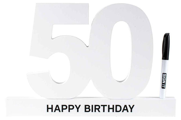 50th Birthday Signature Block White