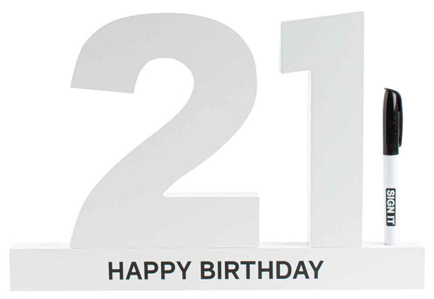 21st Birthday Signature Block White