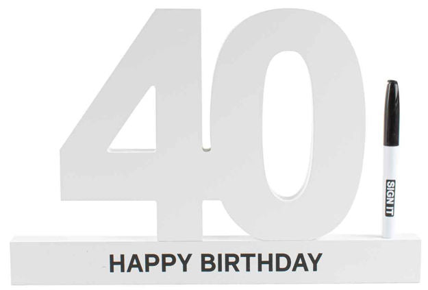 40th Birthday Signature Block White
