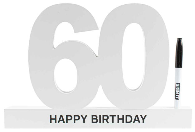 60th Birthday Signature Block White