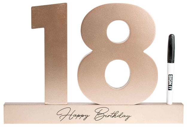 Rose Gold 18th Signature Block With Pen