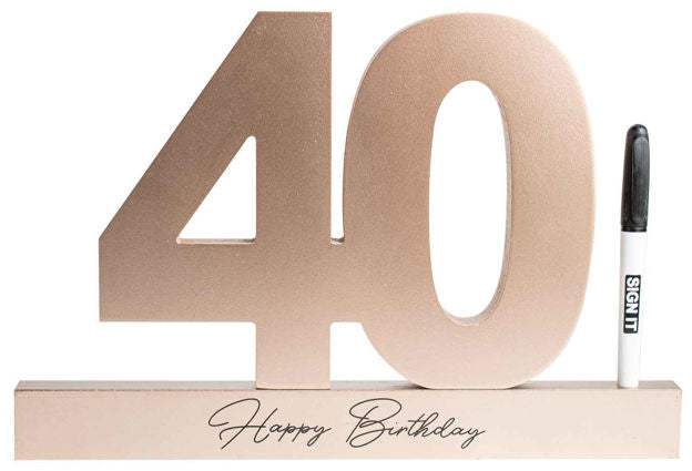 40th Rose Gold Signature Block