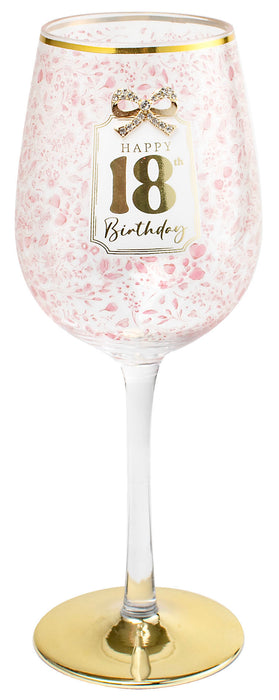 18th Birthday Pretty Bow Wine Glass