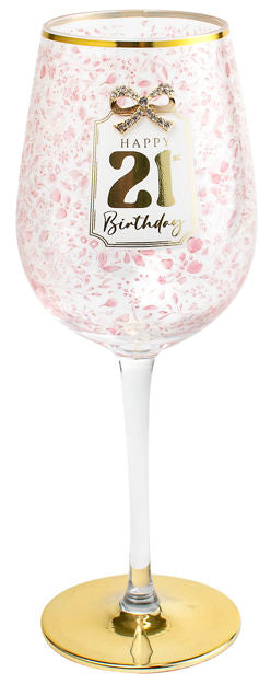 21st Birthday Pretty Bow Wine Glass