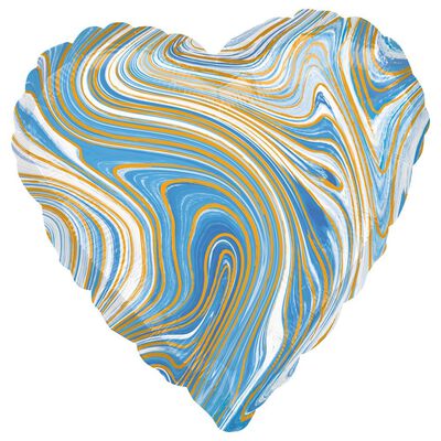 Blue White and Gold Heart Marblez Foil