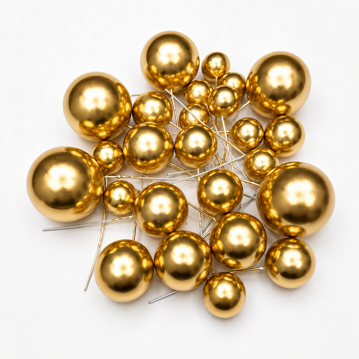 Cake Ball Toppers 20pc Mixed Sizes - Gold