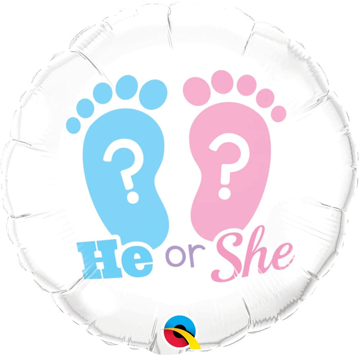 He or She Qualatex 18inch Foil Balloon