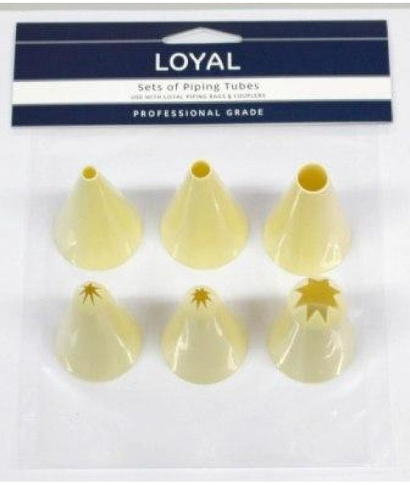 Assorted Plastic Round + Round Pastry Tube Set (6pc)