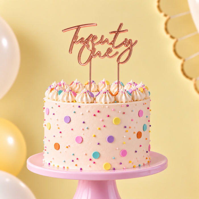 ROSE GOLD Plated Cake Topper - TWENTY ONE