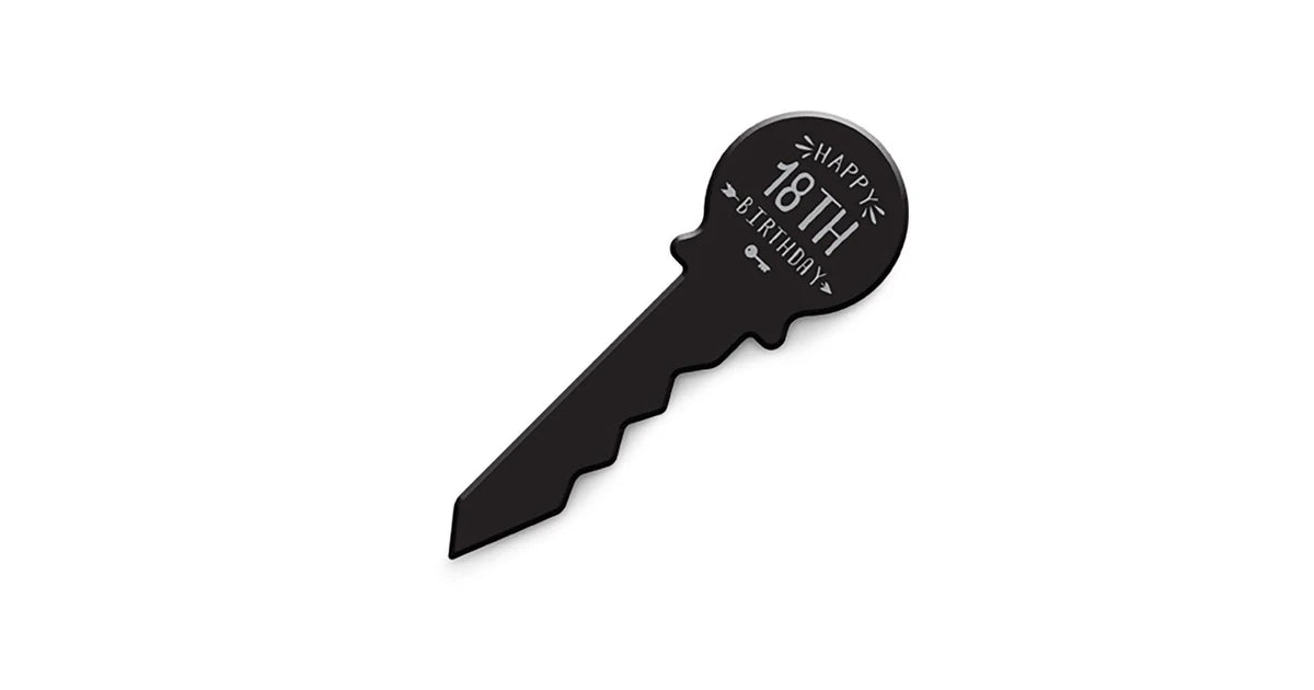 18th Birthday Key Black & Silver