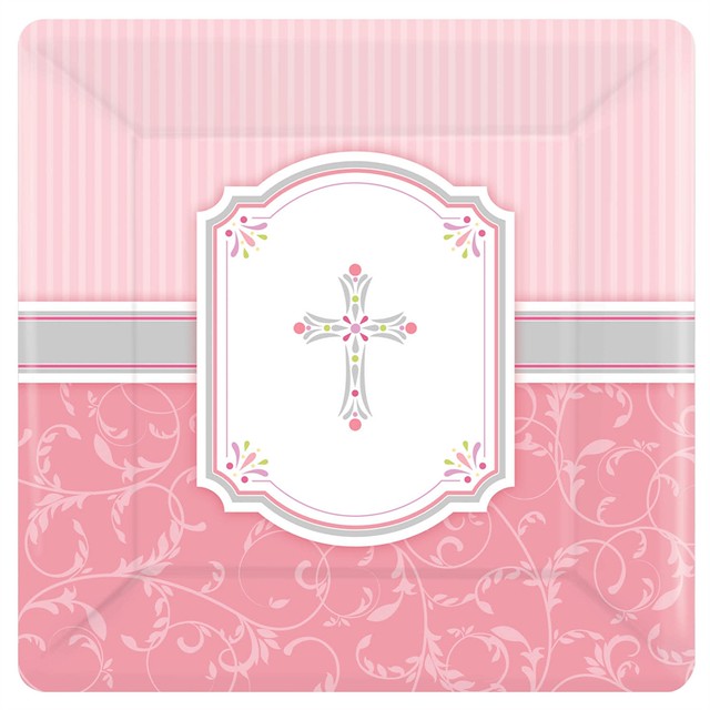 Square Plates Blessings Pink - 8pk