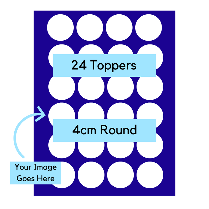 Custom Edible Image - 24 Cupcake Toppers (4cm Round)