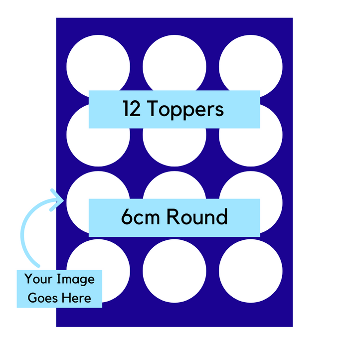 Custom Edible Image - 12 Cupcake Toppers (6cm Round)