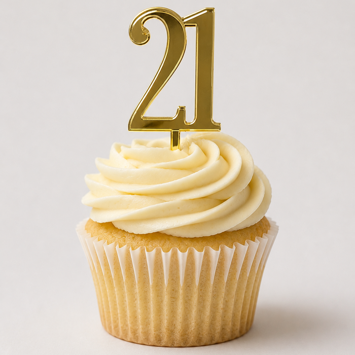 Acrylic Cupcake Toppers 12pk - Gold 21st