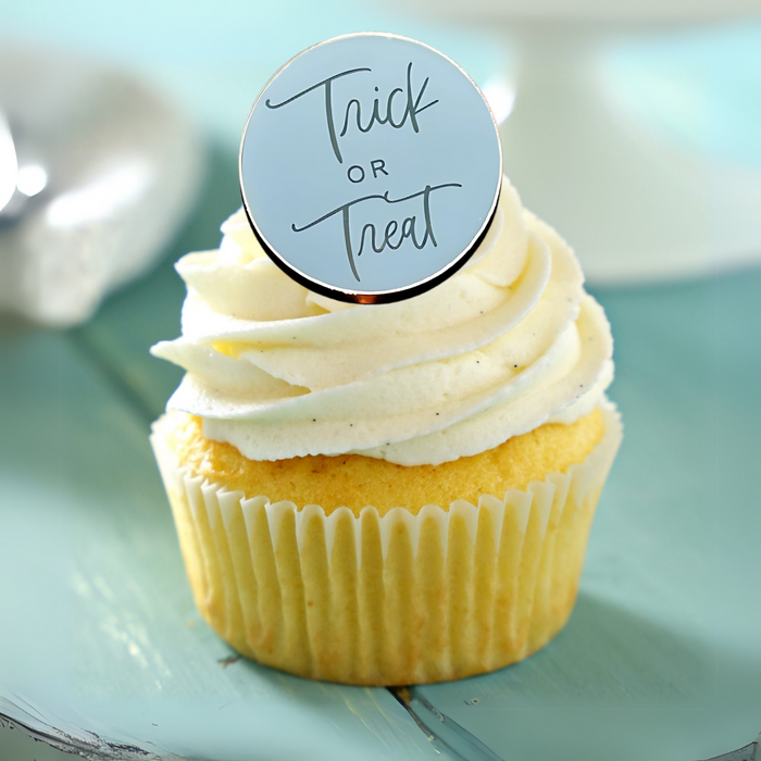 Trick or Treat Acrylic Disk Cake Toppers Gold 10pk