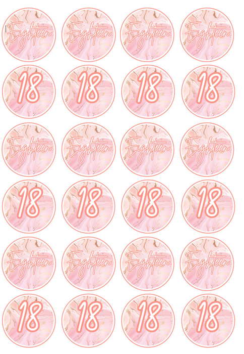 Edible Cupcake Toppers - 18th Rose Gold