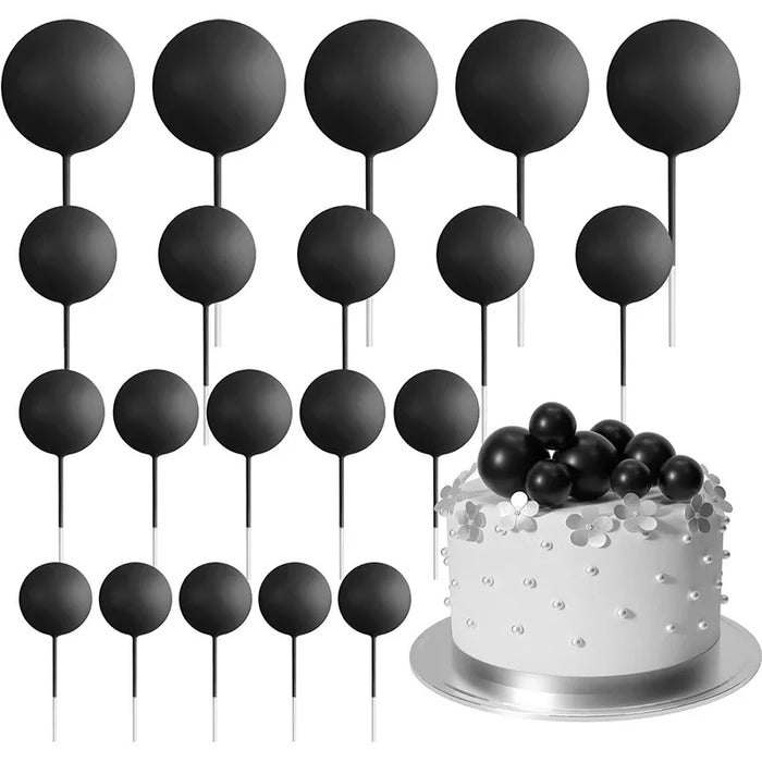 Matte Black Cake Ball Toppers 20pc
