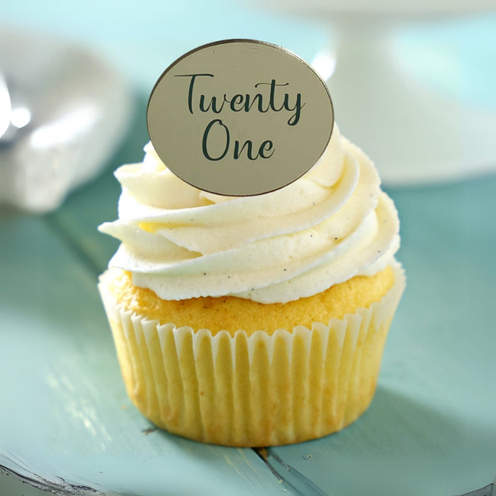 Twenty-One Acrylic Disc Cupcake Toppers Gold