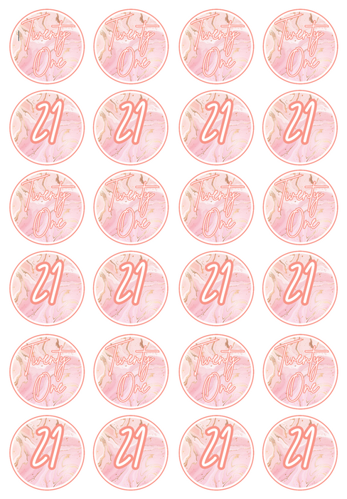 Edible Cupcake Toppers - 21st Rose Gold