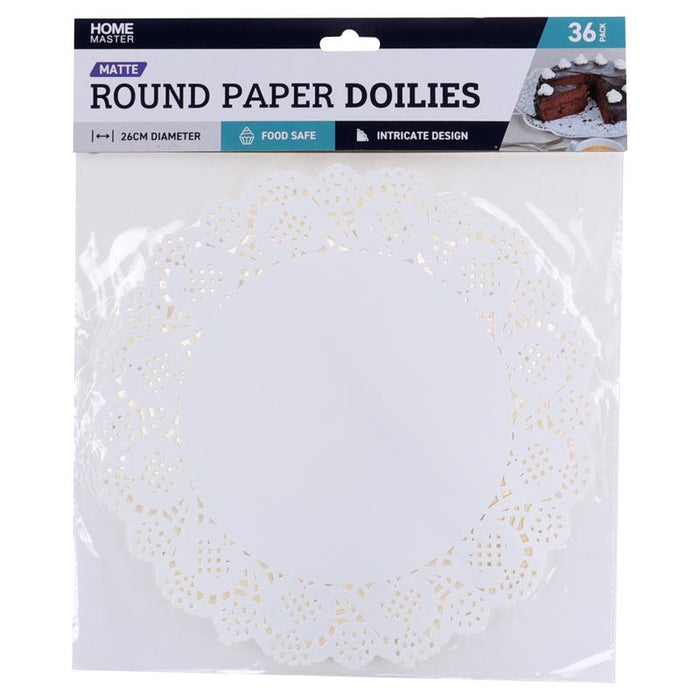 Doilies Round Lace Mat 26cm - 36pk