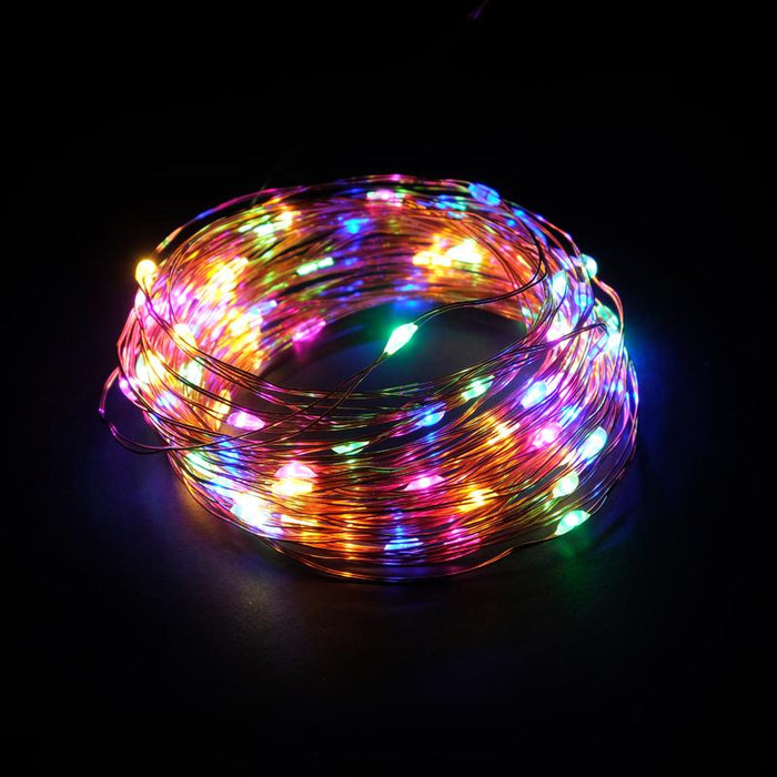 Illuminex Fairy Lights USB Operated 100 LED 10m Multi Colour 8 Functions Copper Wire