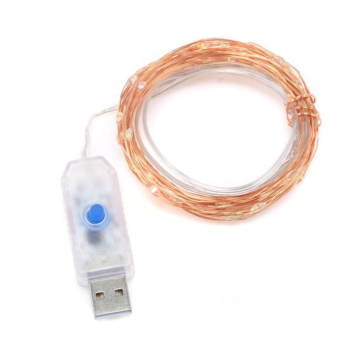 Illuminex Fairy Lights USB Operated 100 LED 10m Multi Colour 8 Functions Copper Wire