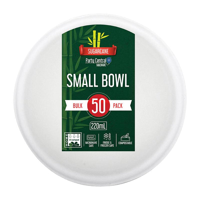 Sugarcane Bagasse Small Snack Bowls - 220mL - 50pk BULK (WHITE)