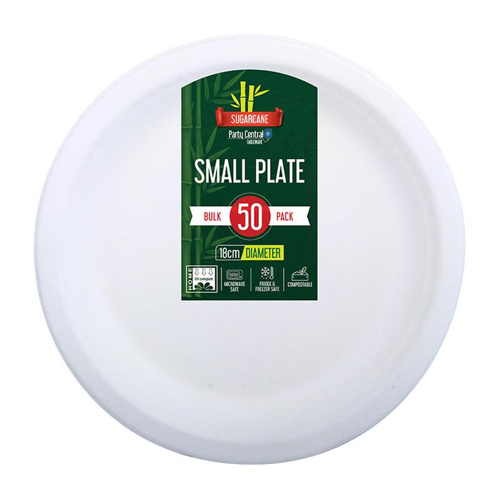Sugarcane Bagasse Round Side Plates - 18cm - 50pk  BULK (WHITE)