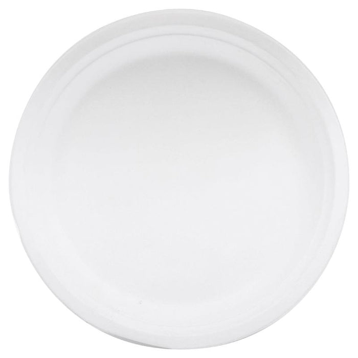 Sugarcane Bagasse Round Dinner Plates - 23cm - 50pk BULK (WHITE)
