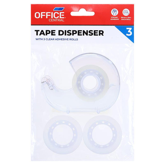 Tape Dispenser w/2 Extra Rolls (20m x 18mm)