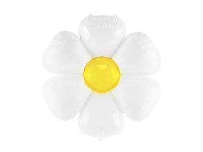 Glossy White Daisy with Yellow Supershape Foil Balloon