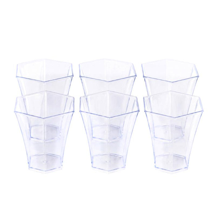 Dessert Cups Clear Plastic Tall Hexagonal 7.2cm x 6.2cm - 120mL - 20pk