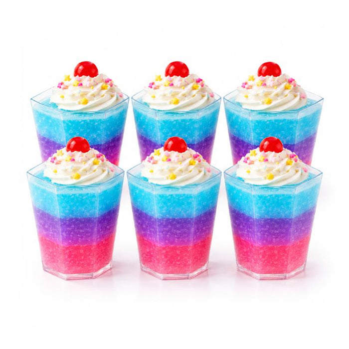 Dessert Cups Clear Plastic Tall Hexagonal 7.2cm x 6.2cm - 120mL - 20pk
