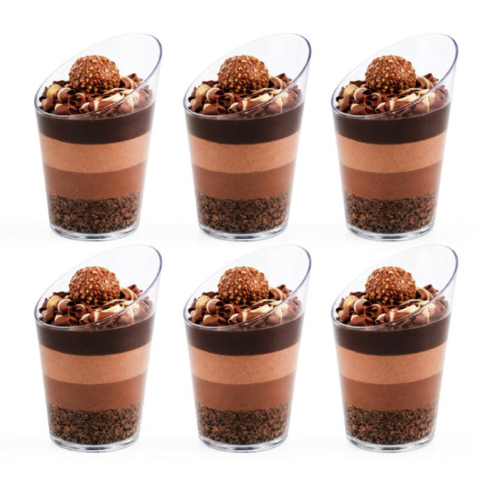 Dessert Cups Clear Plastic Round Slanted 8.2cm x 4.3cm - 63mL - 20pk