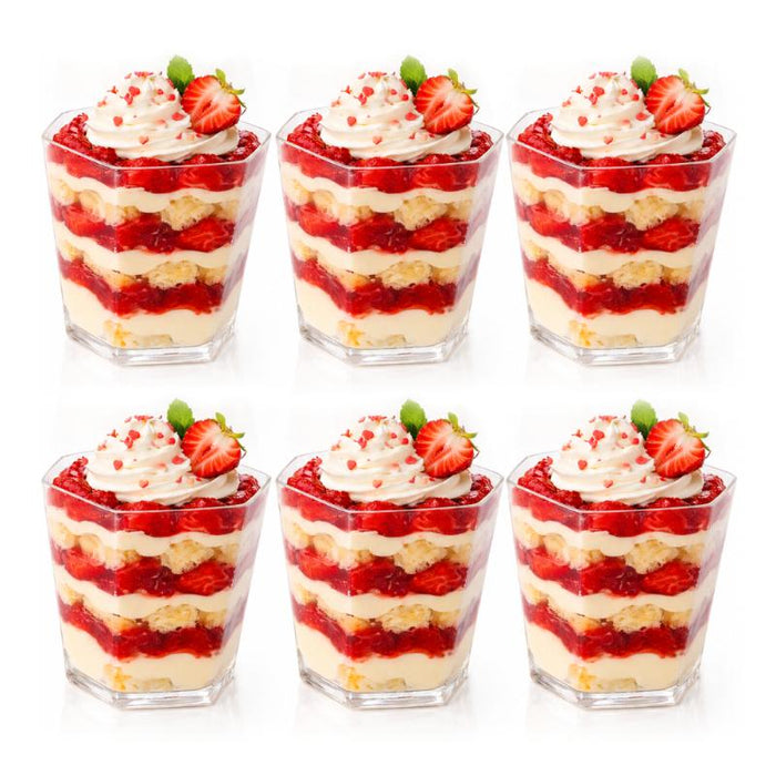 Dessert Cups Clear Plastic Hexagonal 4.8cm x 5.5cm - 55mL - 20pk