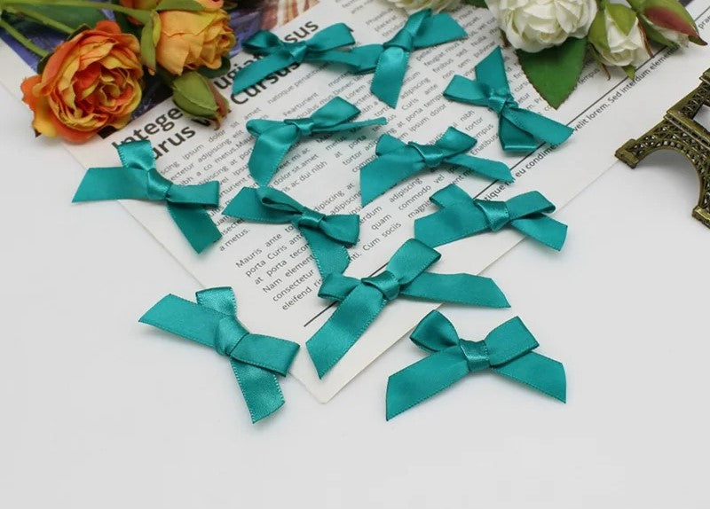 Satin Ribbon Bow 10pk - Teal