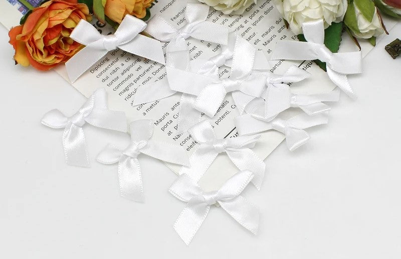 Satin Ribbon Bow 10pk - White