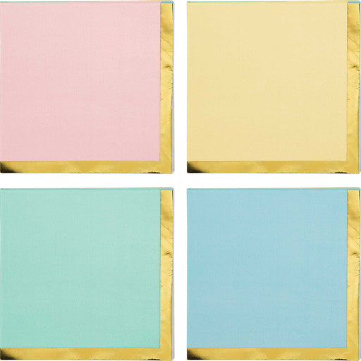 Pastel Celebrations Beverage Napkins Scalloped & Gold Foil