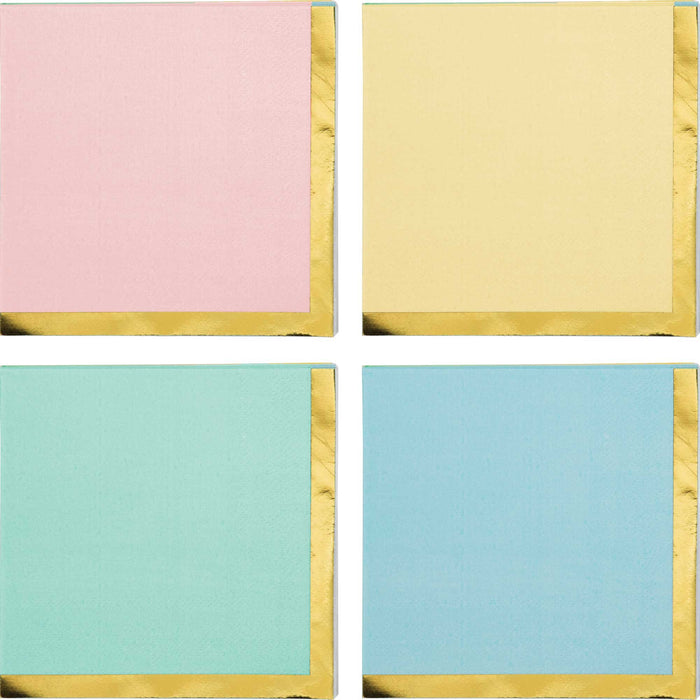Pastel Celebrations Beverage Napkins Scalloped & Gold Foil