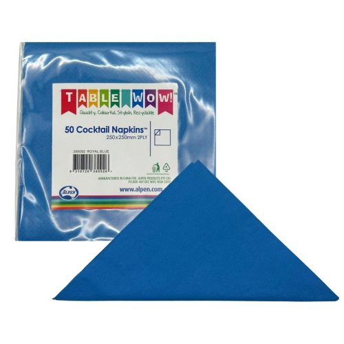 Royal Blue Cocktail Napkin 25x25cm - 50pk