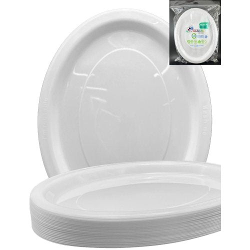 Reusable White Oval Plates 20pk