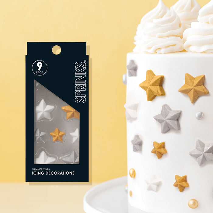 Sprinks Icing Decorations - Shimmer Stars (9 Pieces)