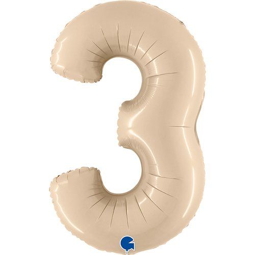 Satin Cream Number Foil Balloons
