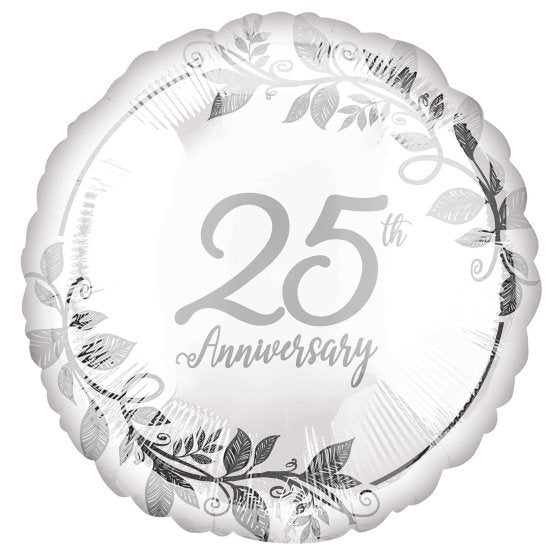 45cm Standard Happy 25th Anniversary Foil Balloon